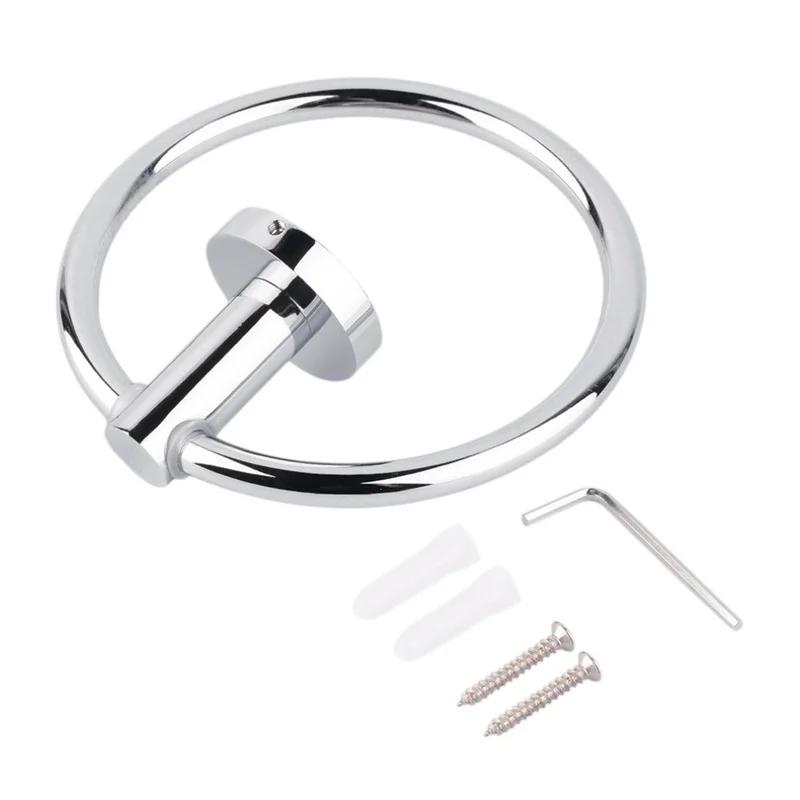 Stainless Steel Towel Ring Bathroom Round Wall-mounted Towel Household Rack Hanger LS