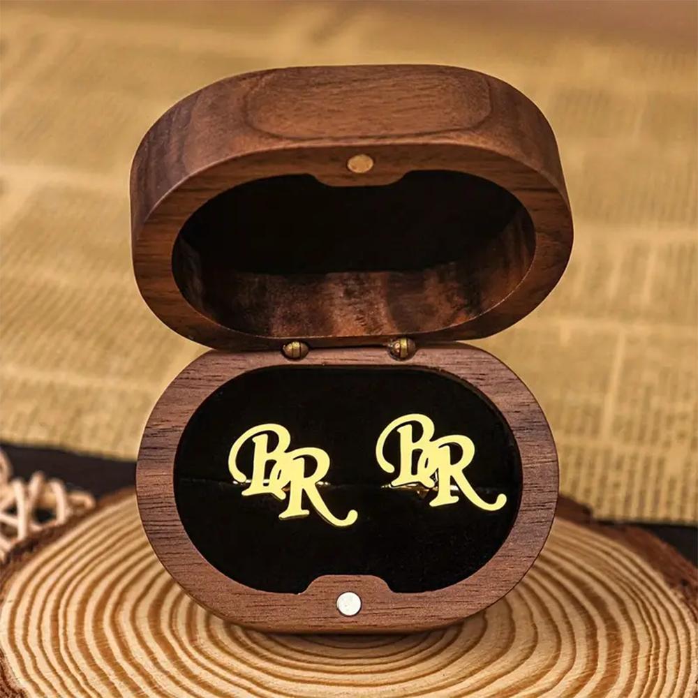 Custom Stainless Steel Initials Letter Cufflinks Fashion Men's Suits Accessory Wedding Jewelry Personalization Letters Cuff Link