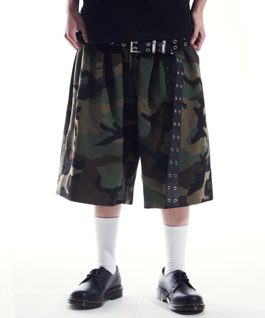 ELIMENO El Camouflage Double-Pleat Heavy Bermuda Pants