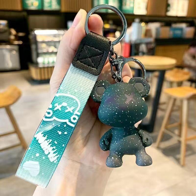 Starry Sky Bear Keychain, Car Keychain, Student Schoolbag Pendant, Men's and Women's Bags, Pendant, Car Key.