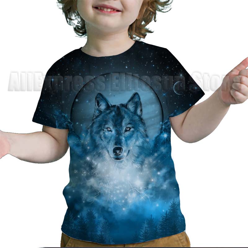 3D Print Cool Wolf T Shirt for Kids Teens Summer Girls Boys Cartoon Anime T-shirt Children Short Sleeves Tshirt Toddler Tee Tops