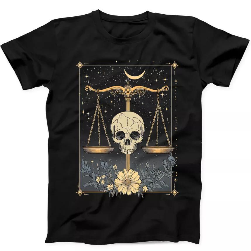 

Стиль Таро Знак Зодиака Весы Череп Смешной Подарок Черная Футболка 352 XL