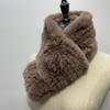 Women Long Ring Scarf Real Rex Rabbit Fur Knitted Neck Warmer Winter Stylish Warm Ring Scarves