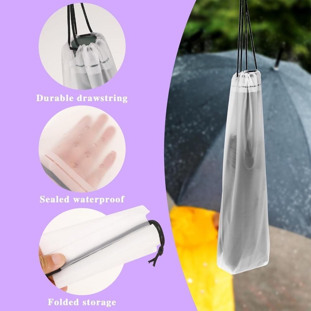 5pcs Umbrella Storage Bag Waterproof Collapsible – Reusable, Translucent Drawstring Wet Carry-On Cover for Travel