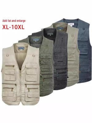 Men's Plus Size Multi-Pocket Functional Vest - Outdoor Sleeveless Fishing and Photography Jacket