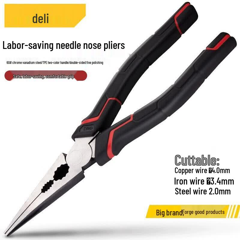 Deli 8-inch Chrome Vanadium Steel Long Nose Pliers