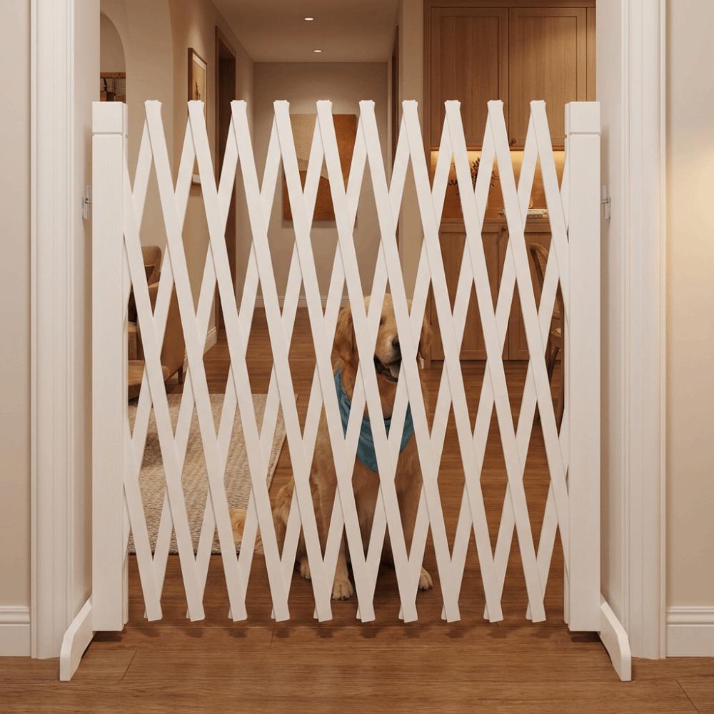 Folding Retractable Pet Gate Wooden Dog Safety Enclosure Pet Puppy Fence No-Drill Pet Door  Garden