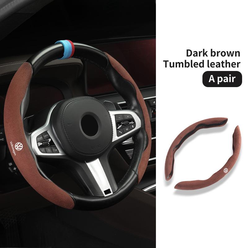 Leather Car Steering-wheel Cover Anti-slip Steer Wheel Cushion For Volkswagen VW Scirocco Passat Polo B5 B6 B7 CC Tiguan Sharan QS0