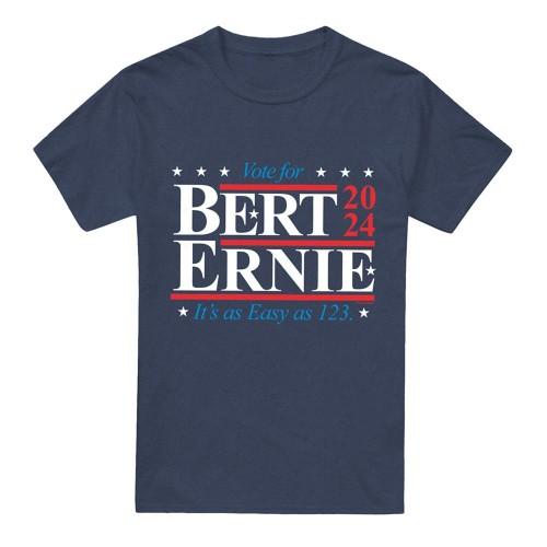 Sesame Street Unisex Adult Bert Ernie For President 123 Vote Heather T-Shirt