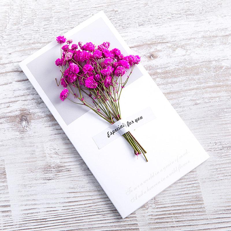 1pcs Gift Cards Wedding Invitation Starry Sky Dried Flowers Handwritten Blessing Birthday Thank You Mother's Day Gift Card