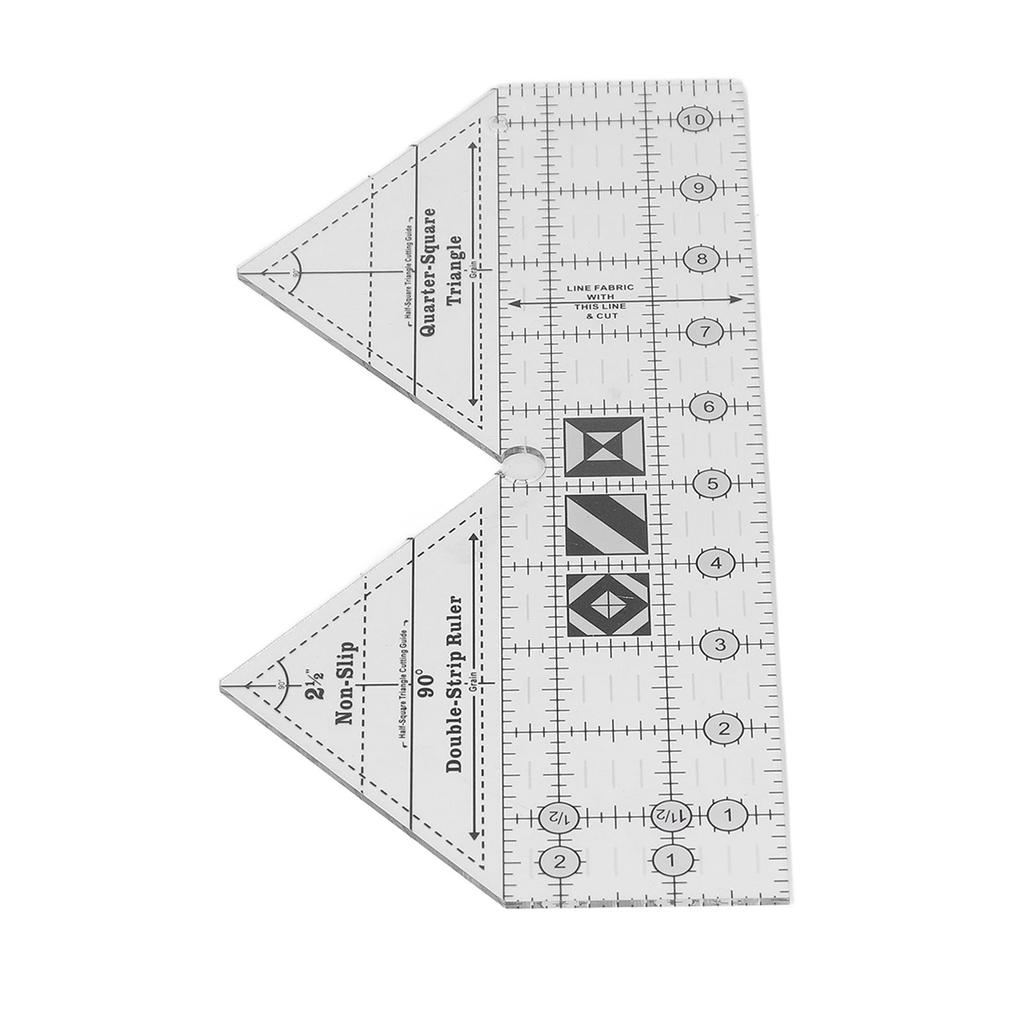 90 Degree Sewing Ruler Acrylic Triangular Hand 10in Sewing Cutting Double Strip Ruler for Garment