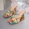 2025 Ladies Shoes Open Toe Women's Slippers Summer New Outdoor Dress Plus Size Printing Best Seller Elegant High Heels