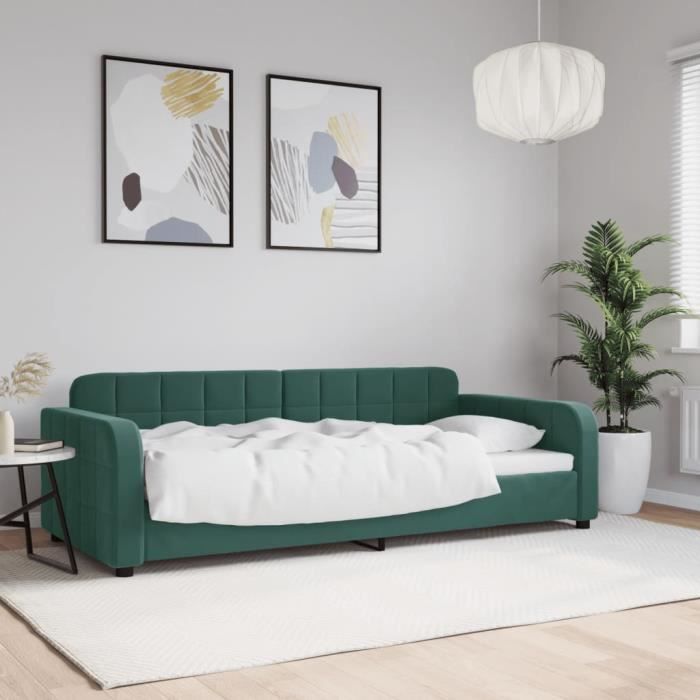 VidaXL Daybed Dark Green 90x200 Cm Velvet 354060