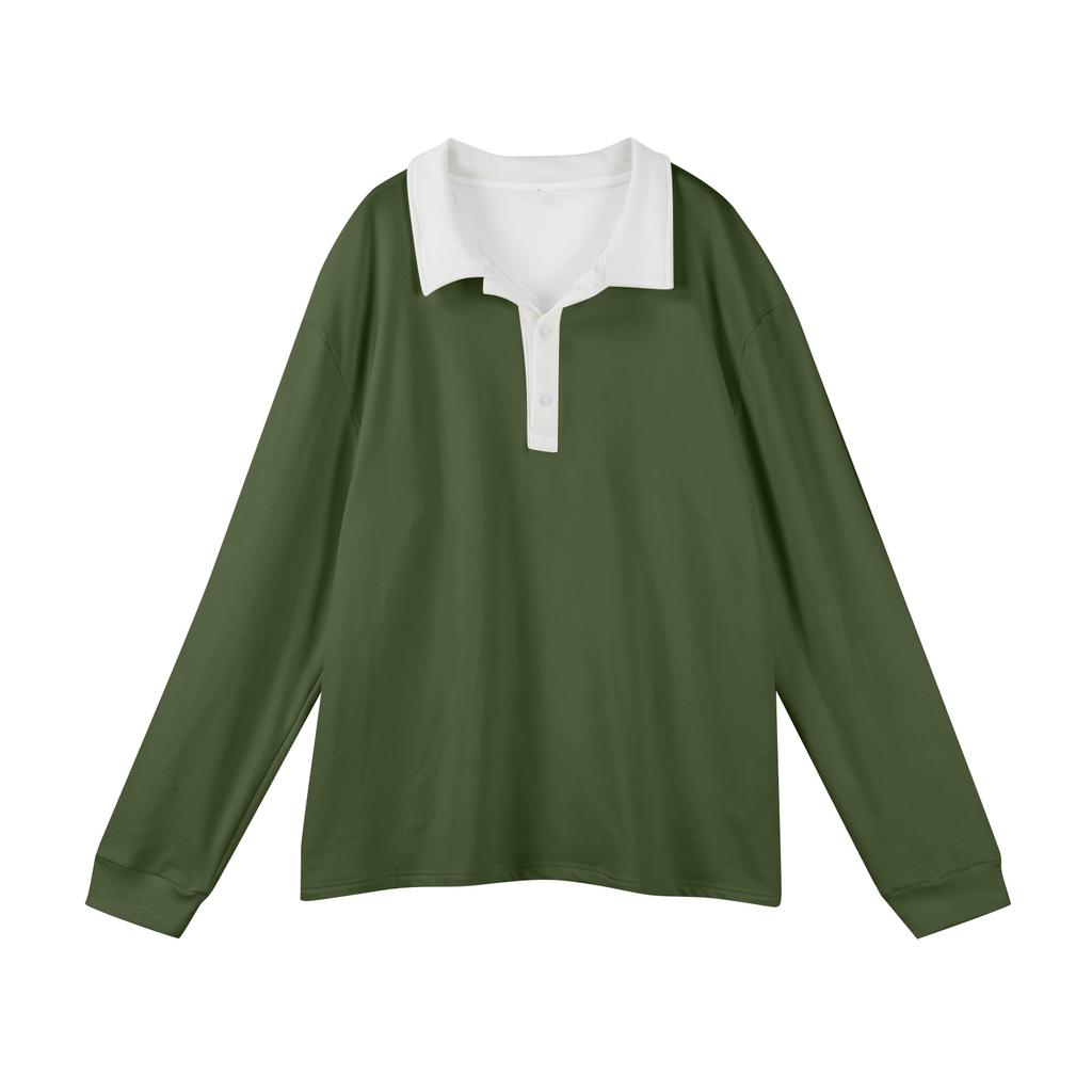 Men's Casual Color-Blocked Button-Up Long-Sleeve Tops