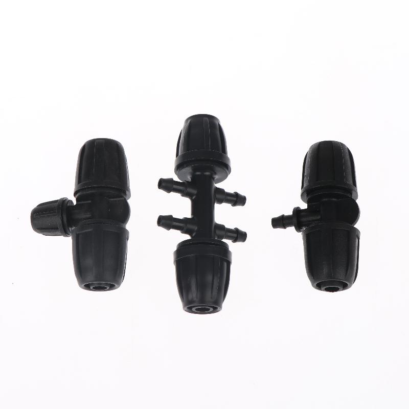 Black 5PCS PE Pipe Connector 1/2 Inch 3 4 6 Way Fittings Leakproof Durable for Drip Irrigation Garden Watering System