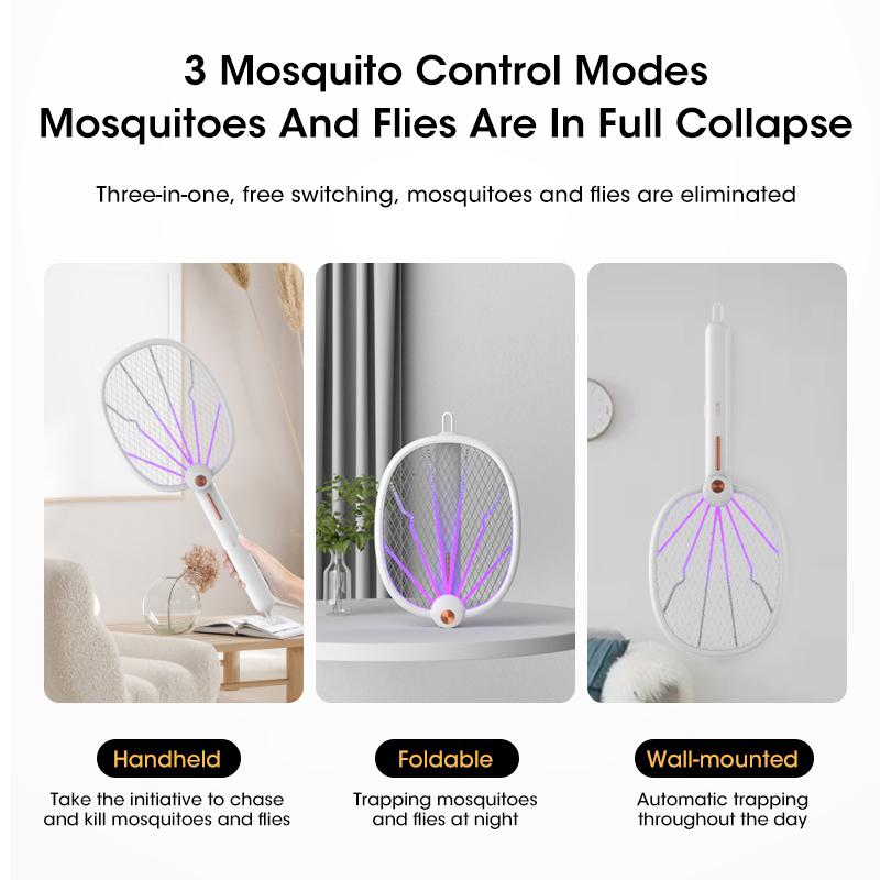 3 In 1 Mosquito Killer Lamp Foldable Electric Shocker UV Light USB Charging Fly Insect Trap Flies Racket Summer Fly Swatter