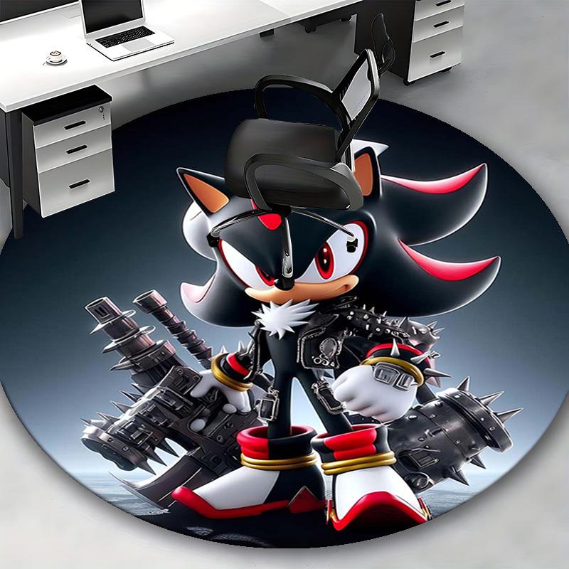 1pc Shadow the Hedgehog Anime Design Round Carpet - Office Chair Mat, Non-Slip Rug for Home Decor