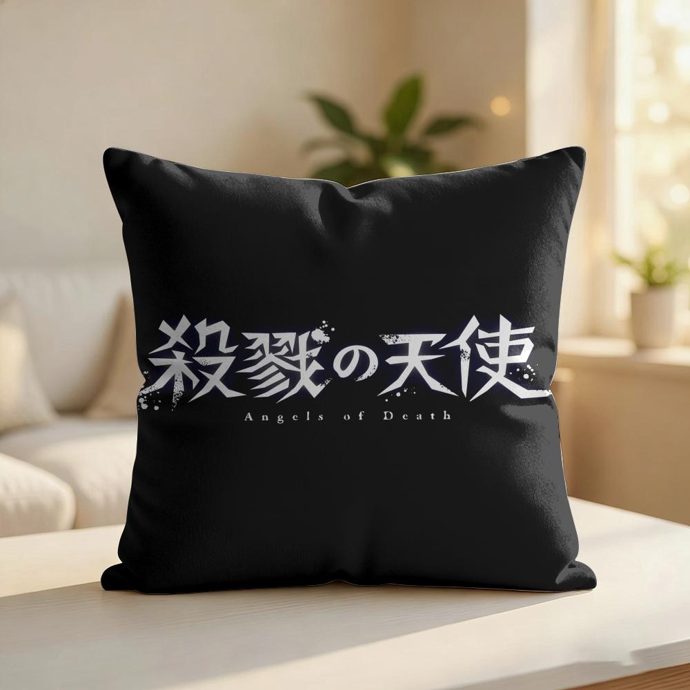 Aangels Of Deaths Anime Cushion Cover Silky Short Plush Invisible Zipper Dustproof Sofa Pillow Case For Home Decor