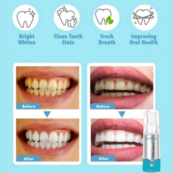 Yousheng 60ml Toothpaste Foam Deep Cleaning Stain Removal Yellowish Eliminating Whitening Teeth Refreshing Breath Teeth Foam for Beauty