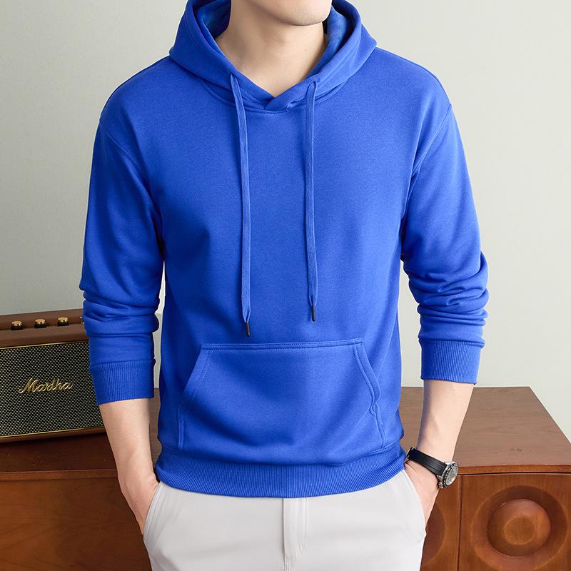 Autumn/Winter Fashion Trend Solid Color Hooded Pullover Sweatshirt with Patch Pocket and Custom Logo.