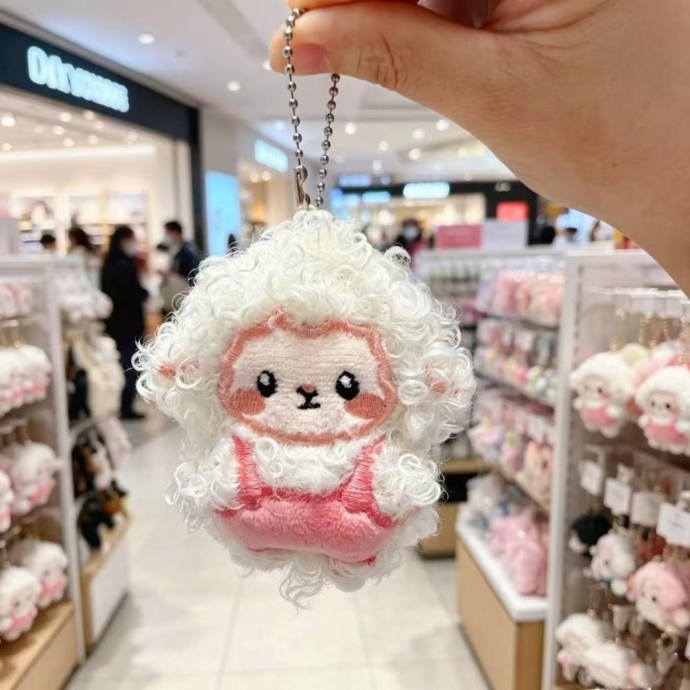 Cute Plush Sheep Keychain Portable Cartoon Sheep Doll Funny Backpack Pendant Birthday Gift