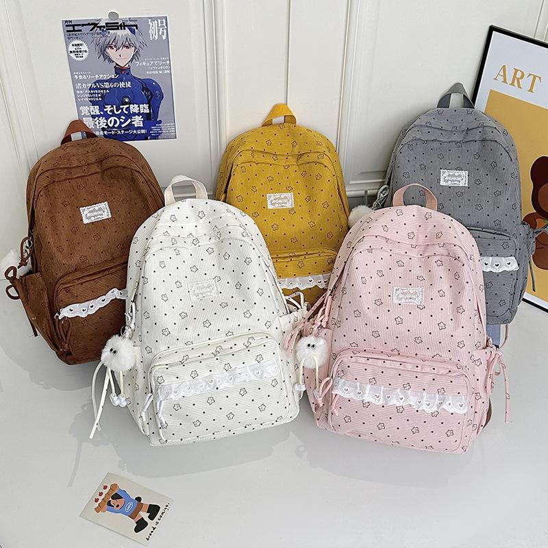 Schoolbag New Backpack Female Korean Version Ins Literary Small Fresh Wind Junior High School Student Backpack Large Capacity Casual Backpack