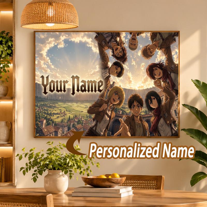 Custom Name Attack on Titan 5D Diamond Painting Personalized Full Drill Diamond Art Kit Gift