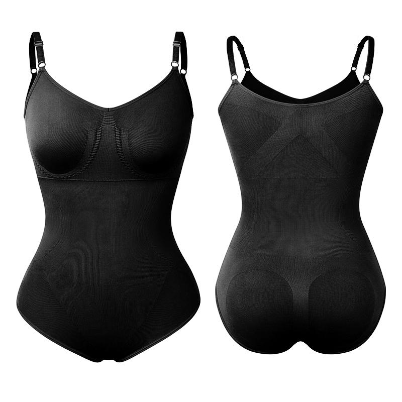 Женский бесшовный боди-корсет для талии, боди-комбинезон для коррекции фигуры, полный боди-шейпер со V-образным вырезом, нижнее белье, контроль живота, подтяжка ягодиц, корсетные топы S чёрный