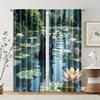 2 Pcs   Filtering Curtains (excluding Rods   Non-movable   Without Batteries) Black Cat Pond for Use In Bedrooms and Living Rooms