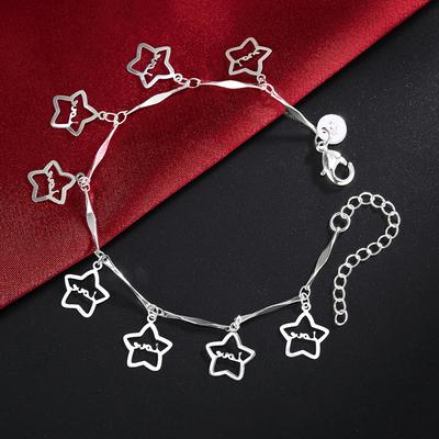 S925 versilbertes LOVE-Stern-Armband und Fußkettchen