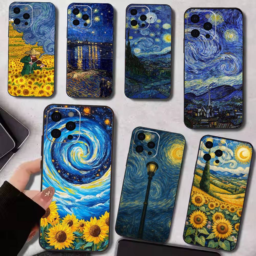 Van Gogh Starry Sunflowers Phone Case For iPhone17,16,15,14,13,12,11 Plus,Pro Magnetic For Magsafe Wireless Charging