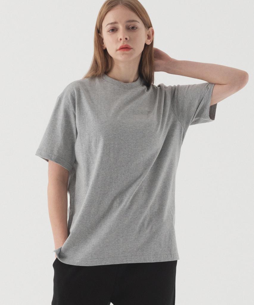 PIANER Basic Slit Short Sleeve T-Shirt (Melange)