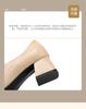 Sheepskin Women's Shoes Autumn New Style Square Head Coarse Custom Shoes Women's Middle Heel Commuting British Leather Shoes Le Fu Shoes Women