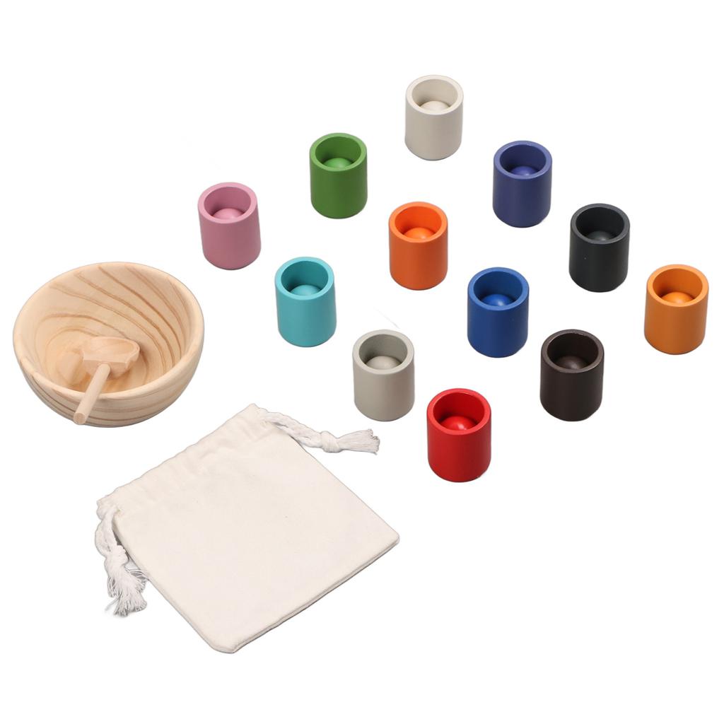 Balls Cups Color Sorting Toy Fine Motor Training Color Sorting Early Educational Wooden Sorter Game