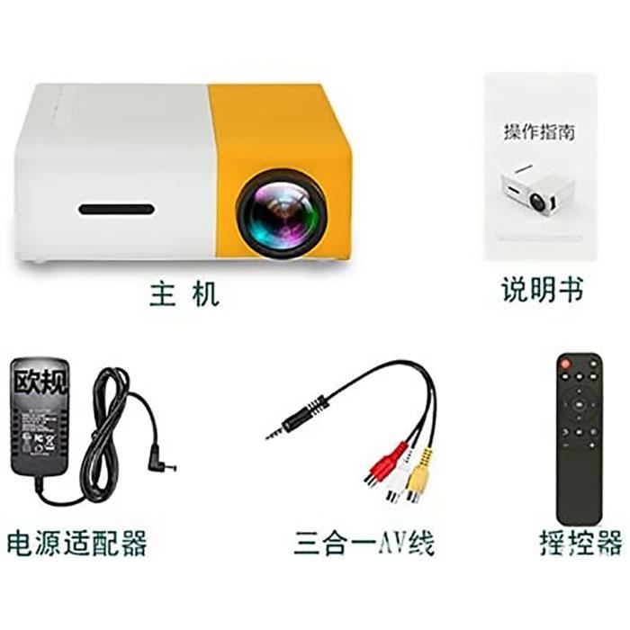 Tragbarer LED-Projektor YOSOO - Stilvolles HD-Mini-Heimkino - HDMI, AV, USB - Weiß/Gelb