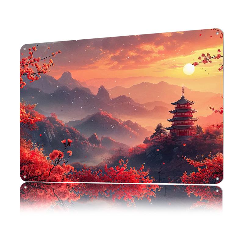 Japan Landscape Printed Poster Customized Wall Art Retro Vintage Metal Tin Signs for Bedroom Decoration Room Accessories House
