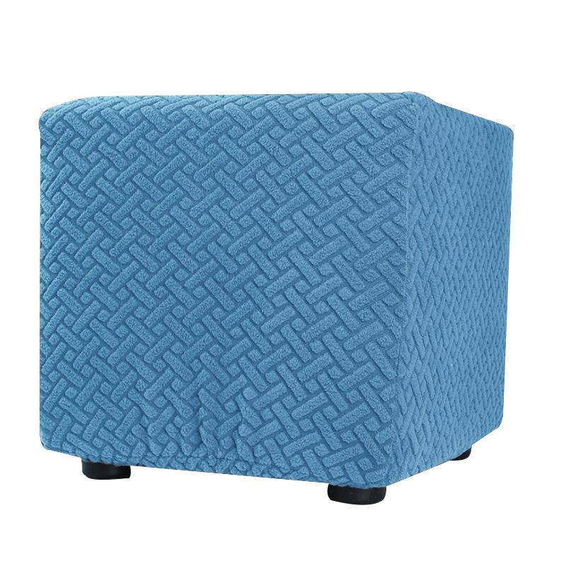 S/M/L Solid Color Jacquard Stretch Ottoman Stool Cover Washable Square Stool Covers All-inclusive Under Desk Footrest Slipcovers