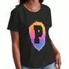 Letter P Wounisex's Cotton T Shirt, Premium Cotton Graphic, Durable, Casual Fashion, Initial P With Colorful Abstract Splash, Alphabet P Artistic Desi