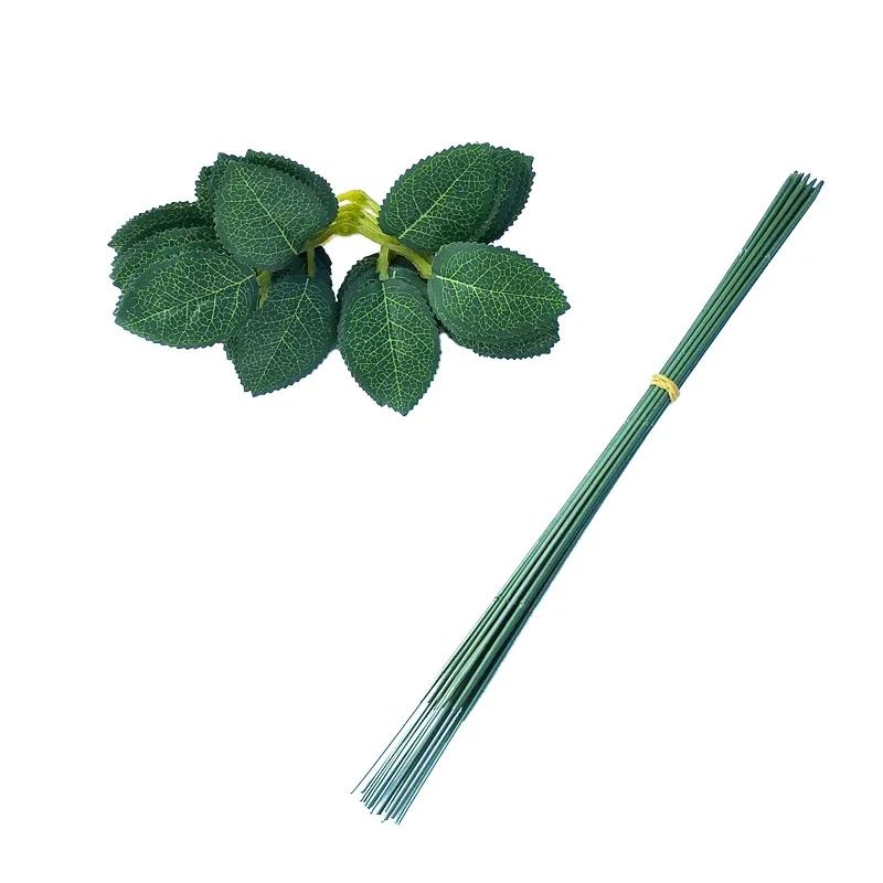 17Cm/25/30/40Cm Artificial Flower Stems Rose Leaves/Base Iron Wire Stem Diy Soap/ Paper Flower Stub Accessory Stems Craft Decoration