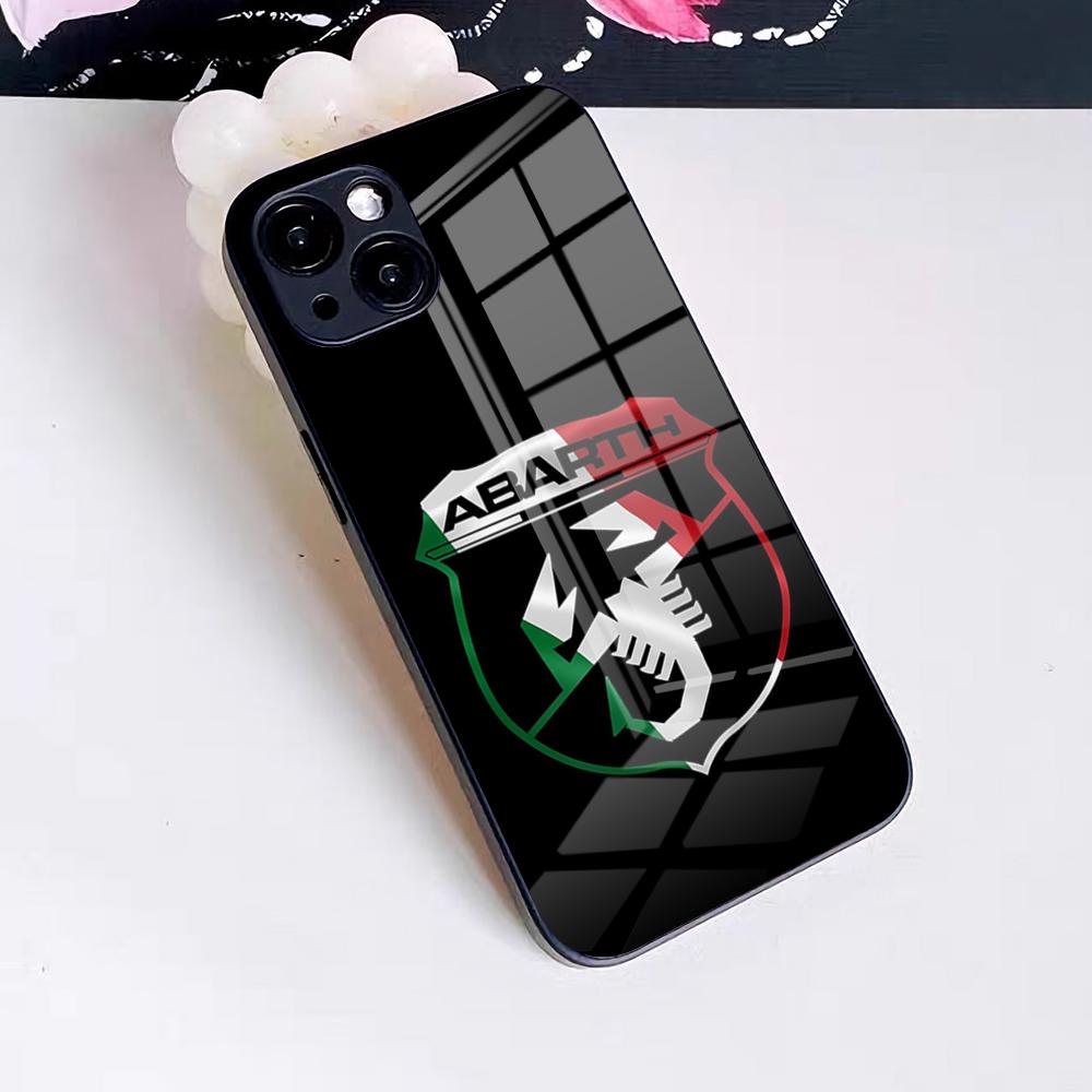 A-abarth Car Phone Case For IPhone 17 Pro Max 16 15 14 Pro Max 13 11 X Xs Xr 8 7Plus Glass Cover