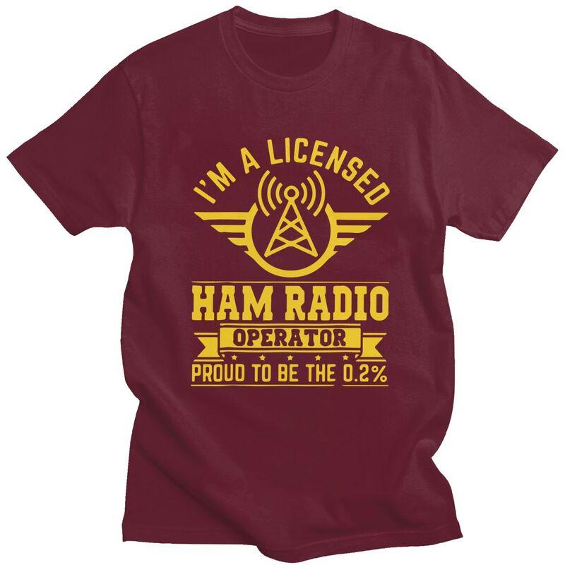 Custom Klassiek Gelicentieerde Ham Radio Operator T-shirts Heren Korte Mouw T-shirt Casual Tee Tops Puur Katoen Slim Fit T-shirt Merchandise