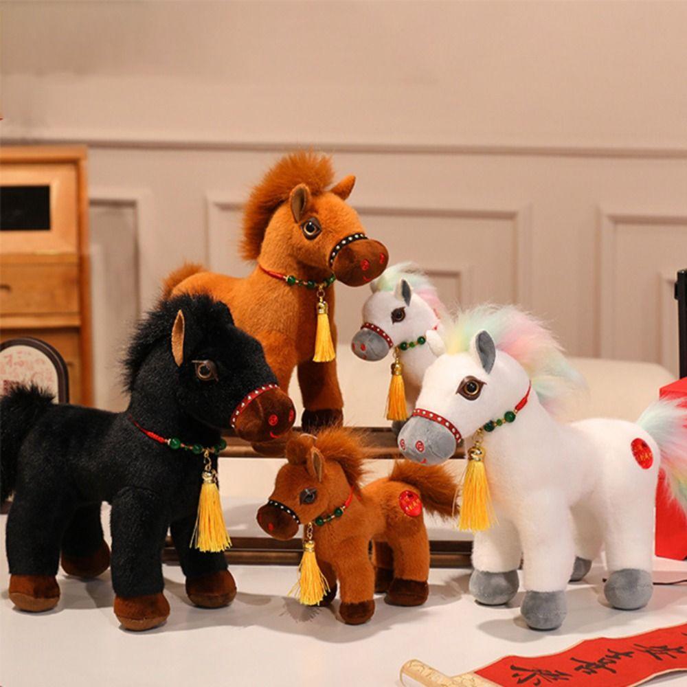 Myk Hale Stående Føll Plysjdukke Lang Manke Ponni Plysjleker Barnegave