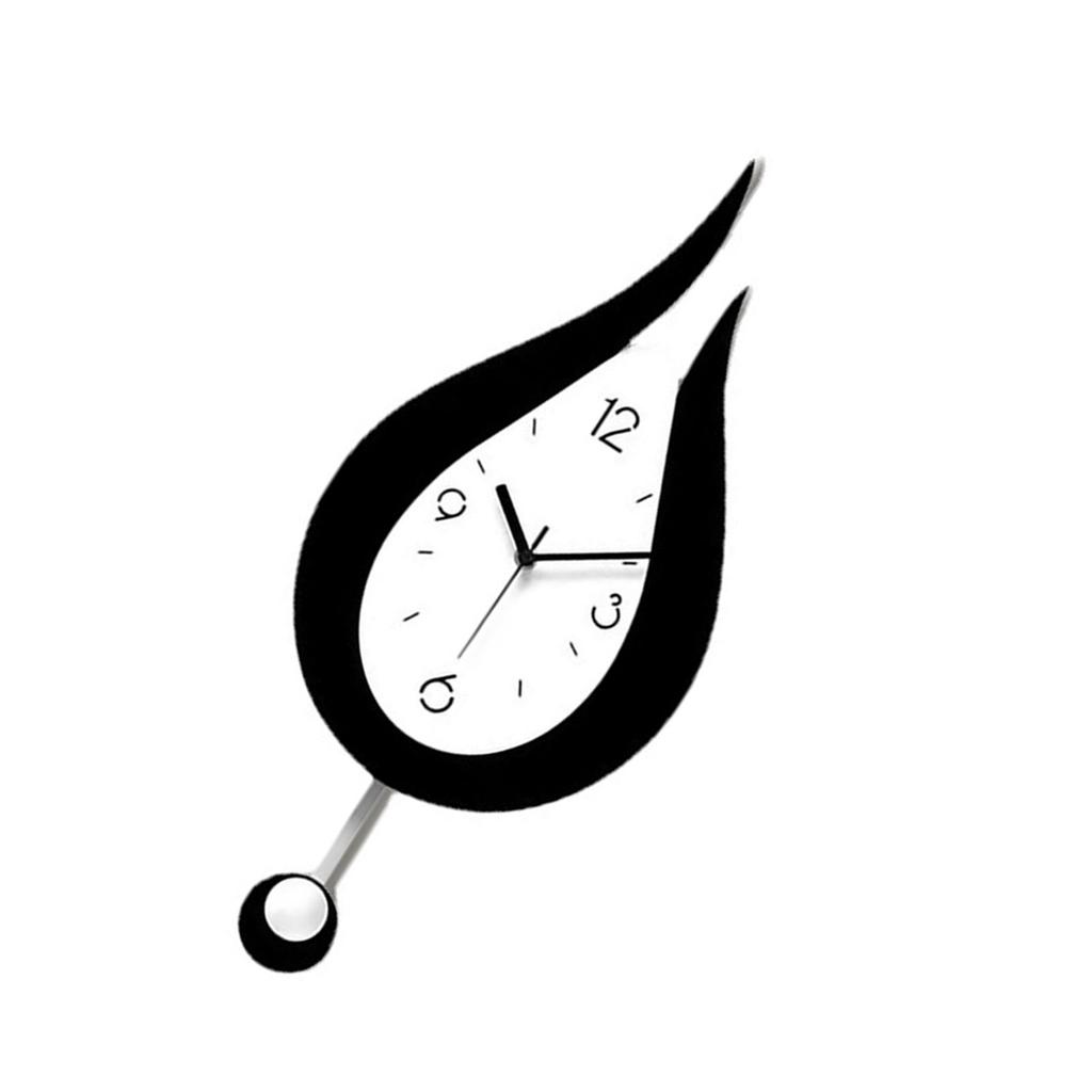Decorative Wall Clock Water Drop Shaped Acrylic Modern Numerals Wall Clock with Pendulum for Living Room Decor
