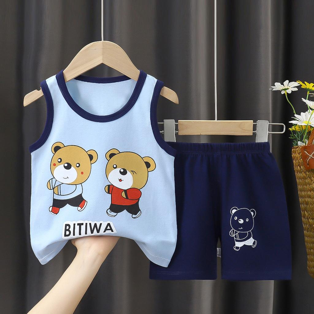 Children's Vest Set Boys' Shorts Summer Cotton New Baby Clothes Girls' Summer Clothes Summer Clothes Children's Clothes