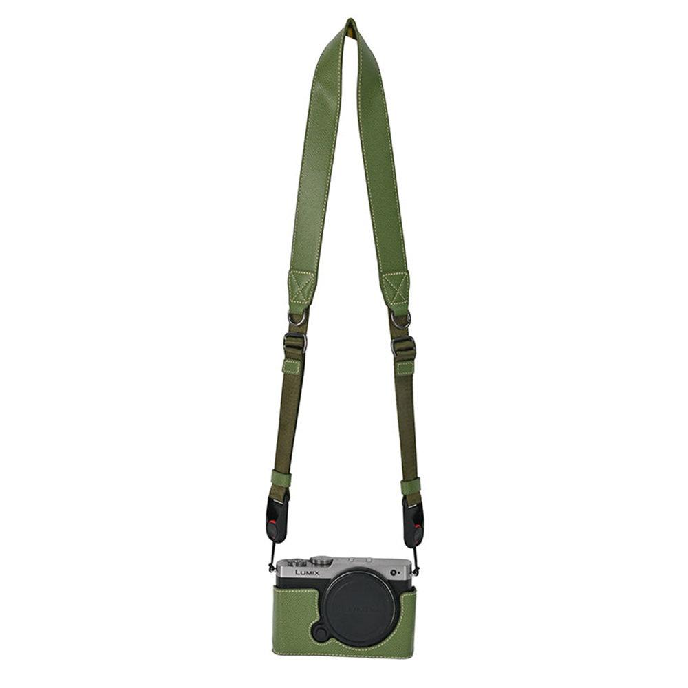 Palm Print PU Leather Camera Half Body Case For Panasonic Lumix S9 Battery Opening Bottom Cover With Strap