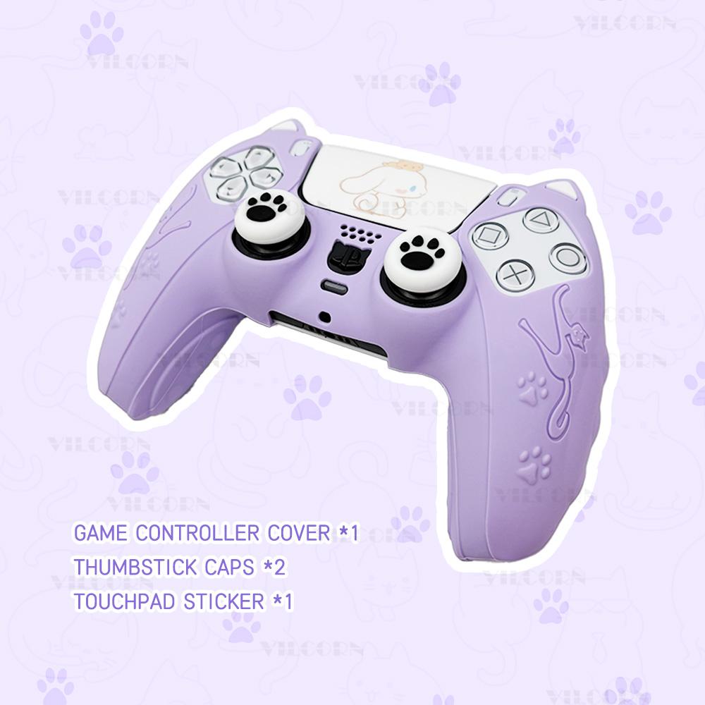 

Набор силиконовых чехлов для контроллера PS5 Противоскользящий Пыленепроницаемый Защитный чехол-накладка с колпачками для стиков Скин для контроллера Наклейка «Кошачья лапка»