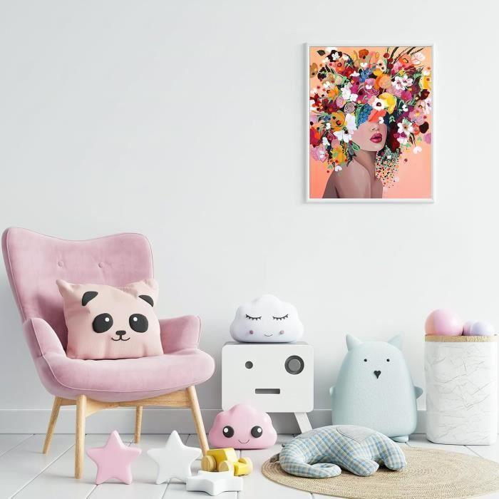 Peinture par Numéros DIY pour Adultes Enfants débutants Facile sur Toile 40×50 cm avec peintures et pinceaux,Flower Girl sans Cad