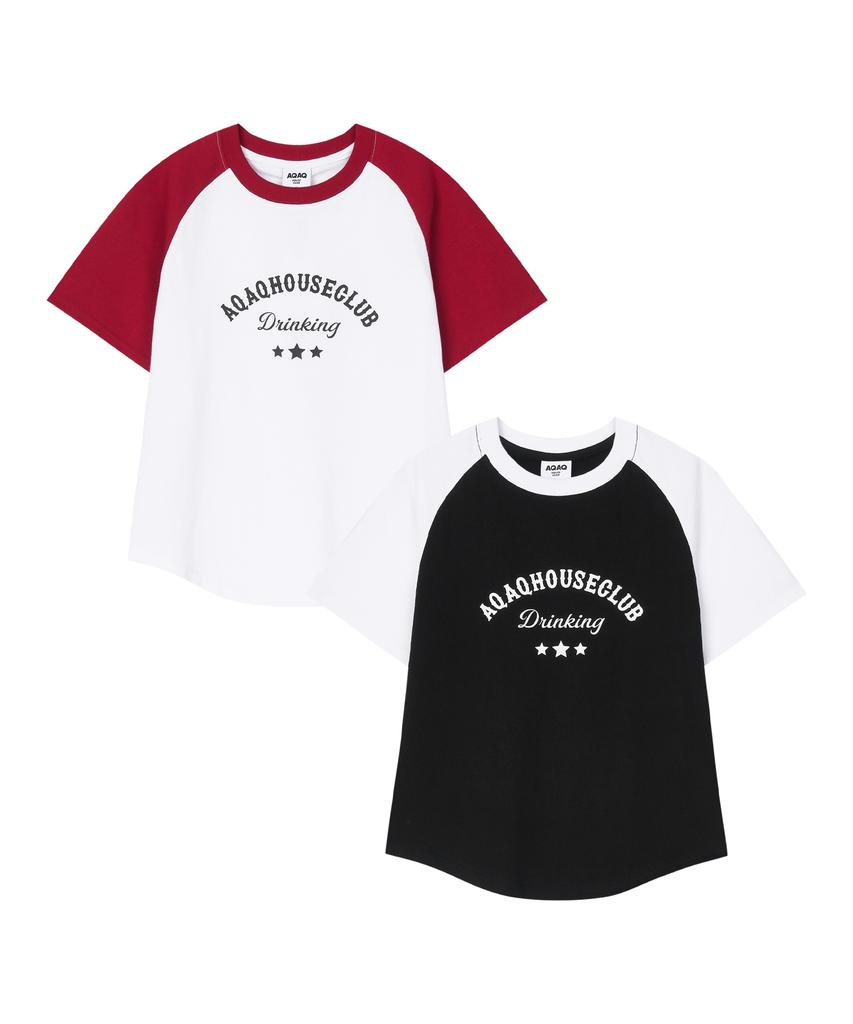 Eikyueikyuhauseukeulleob Color Mix House Raglan T-Shirt [Red]