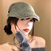 25 Early autumn new pentagram rhinestone denim forward hat big head circumference showing face small beret
