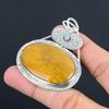 Oval Fossil Coral Stone Sister Elegant Handcrafted Pendant 925 Sterling Silver